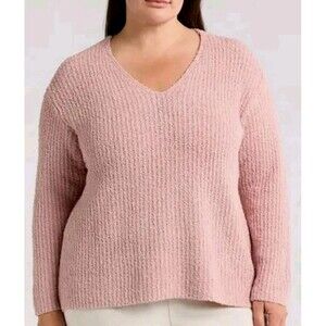 Eileen Fisher Organic Cotton Cashmere Sweater Womens Size XL Pink Fall Winter